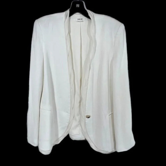 Helmut Lang | The 'Relic'  Crepe Jacket w/ Silk Chiffon Trim in Ivory - 6 - Picture 5 of 11